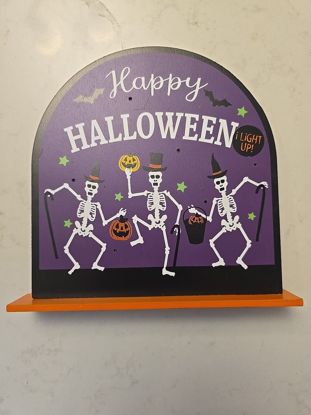 12043 Happy Halloween Light Up Halloween Sign Decoration Countertop NEW! Purpl